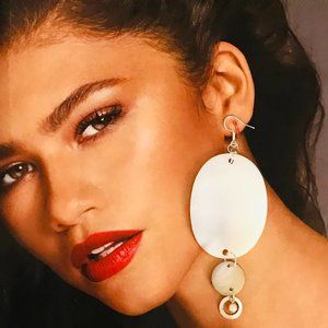MOTHER OF PEARL STATEMENT EARRINGS STERLING HOOKS